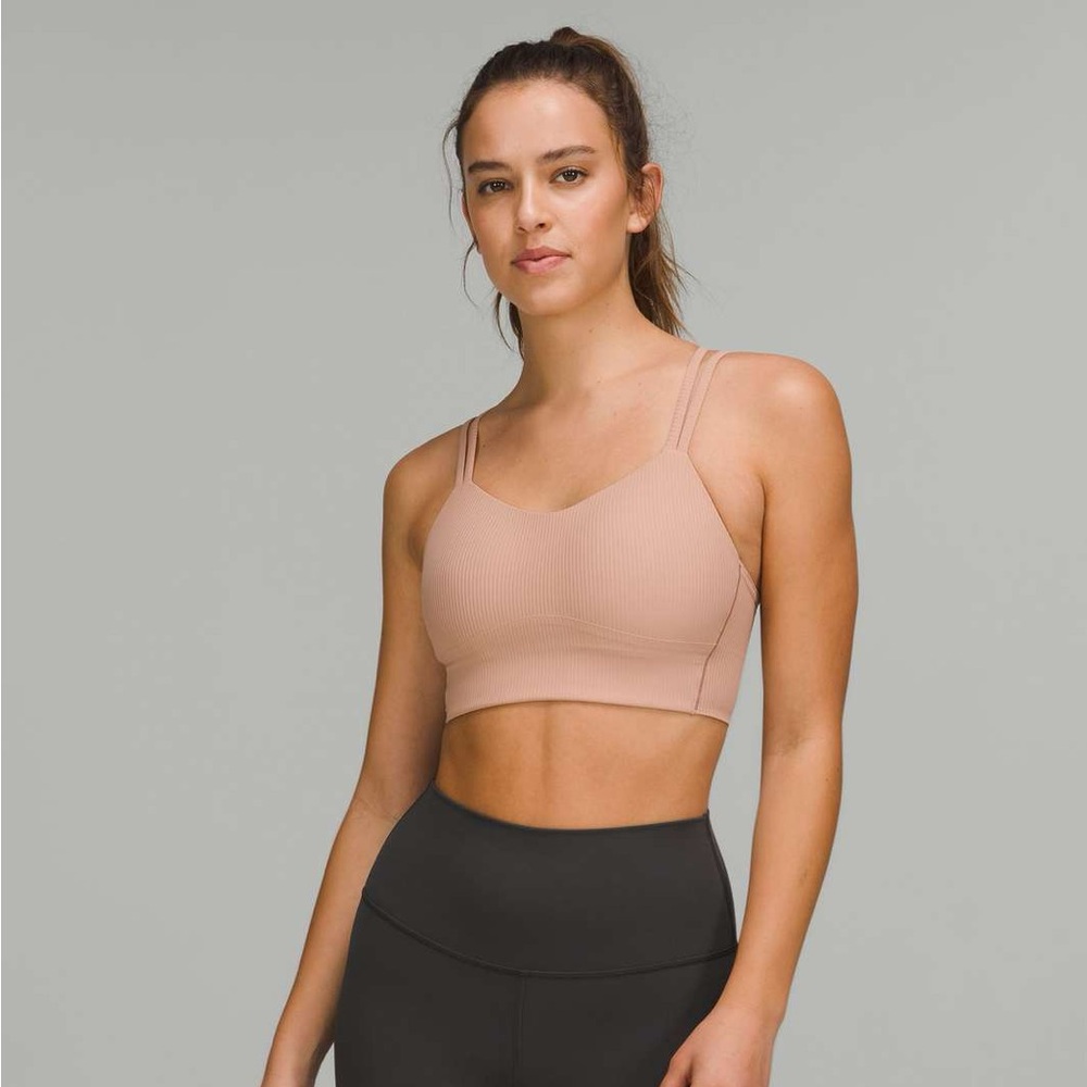 lululemon like a cloud ribbed long line pink clay